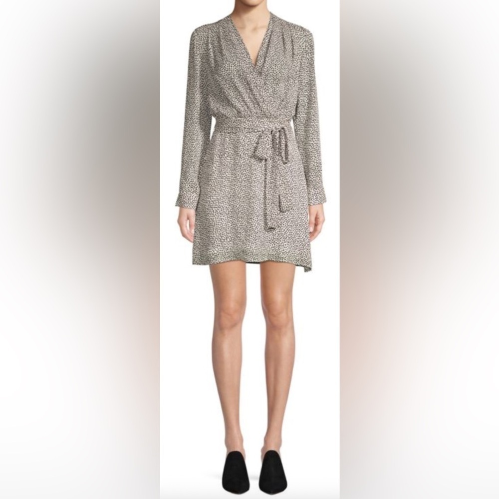 L'Agence Diego Heart Print Wrap Dress